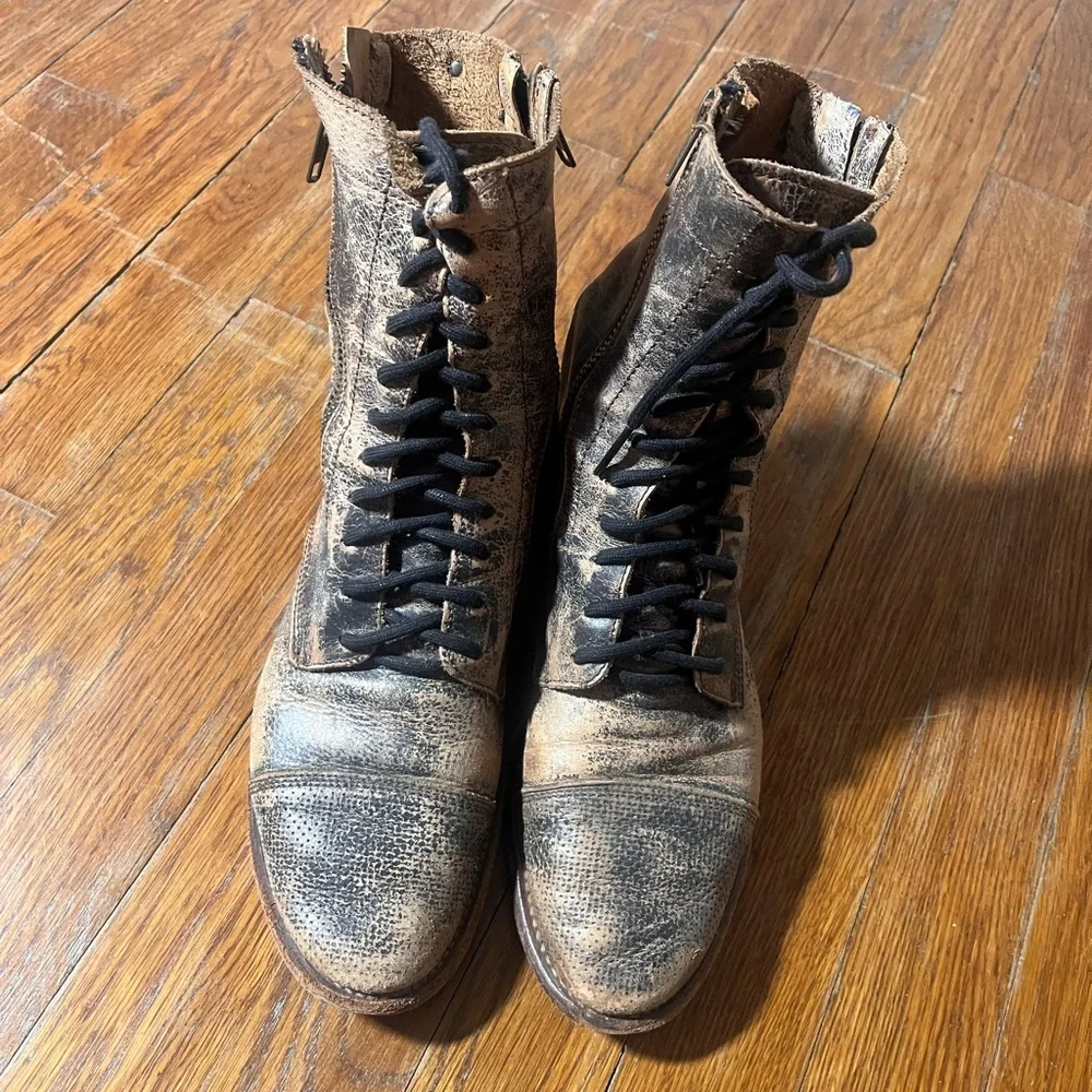 Extremely comfortable Bed|Stu Bed Stu lace-up distressed boots - Picture 2 of 5